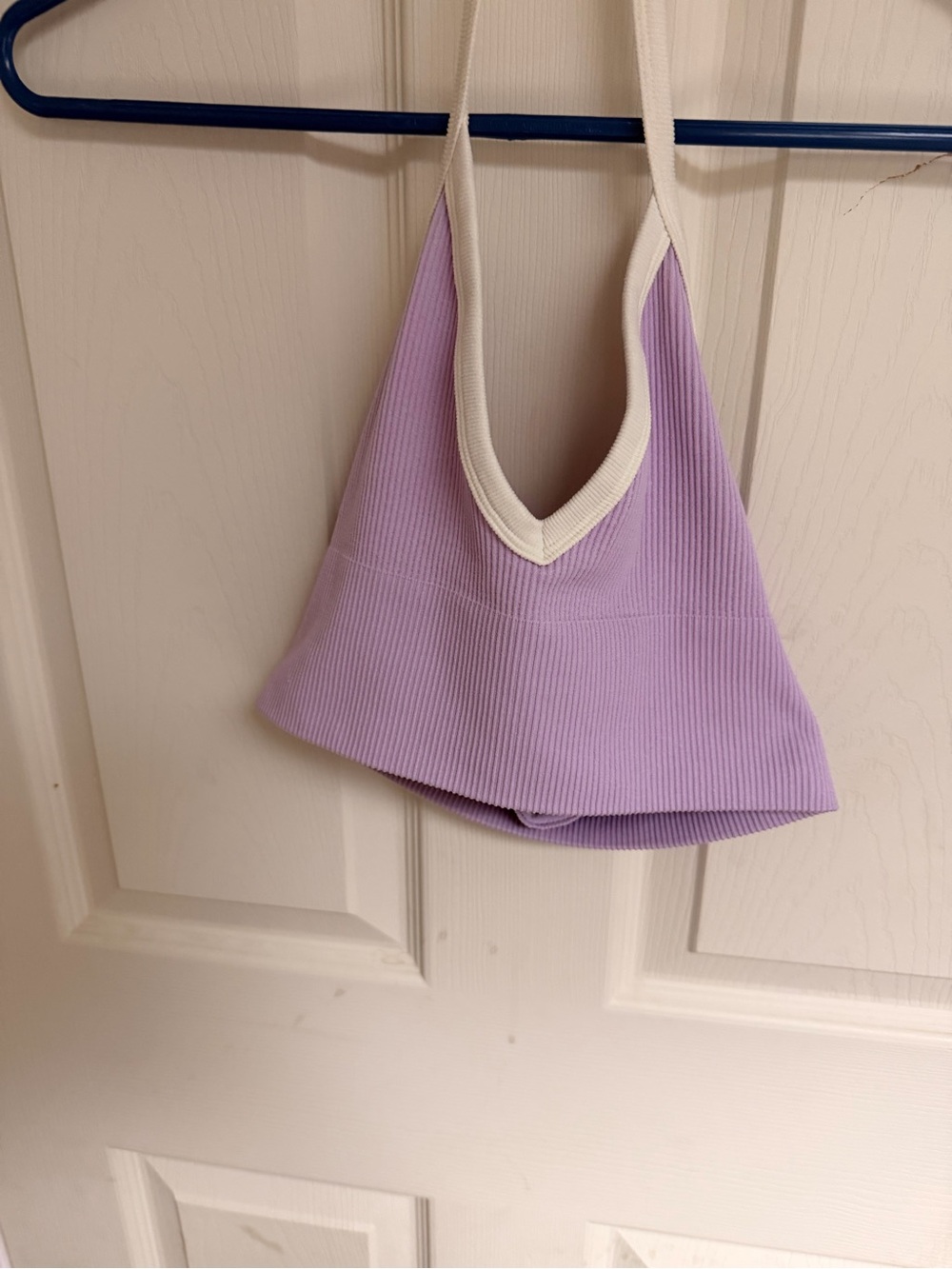 Urban Outfitters Lilac Ribbed Bralette with Cream Trim
